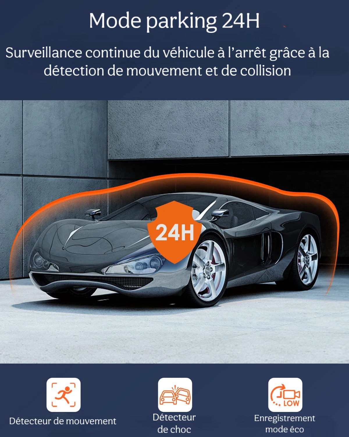 Dashcam Voiture triplecam Full HD caméra tableau de bord  – Vision Nocturne IR, Mode Parking et Enregistrement en Boucle