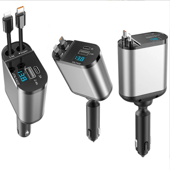 Chargeur rapide USB 40W Voiture 4-en-1 Certifié